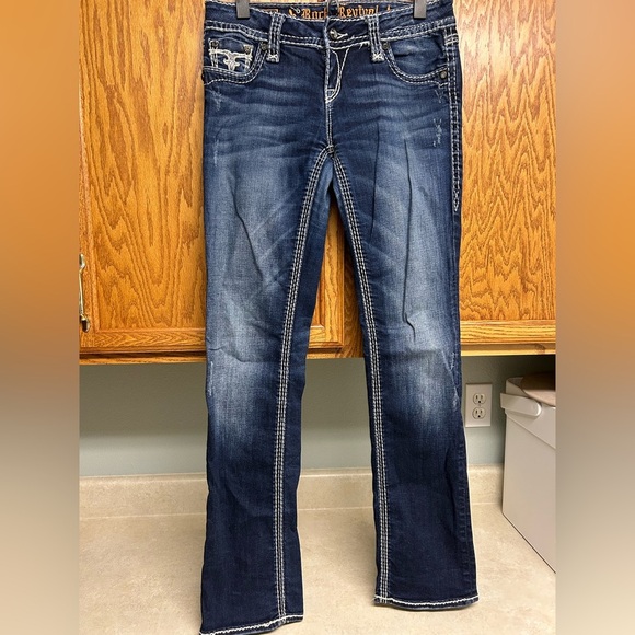 Rock Revival Blue Boot Cut Jeans with Contrast Stitching Molly easy straight 27 - Picture 1 of 5